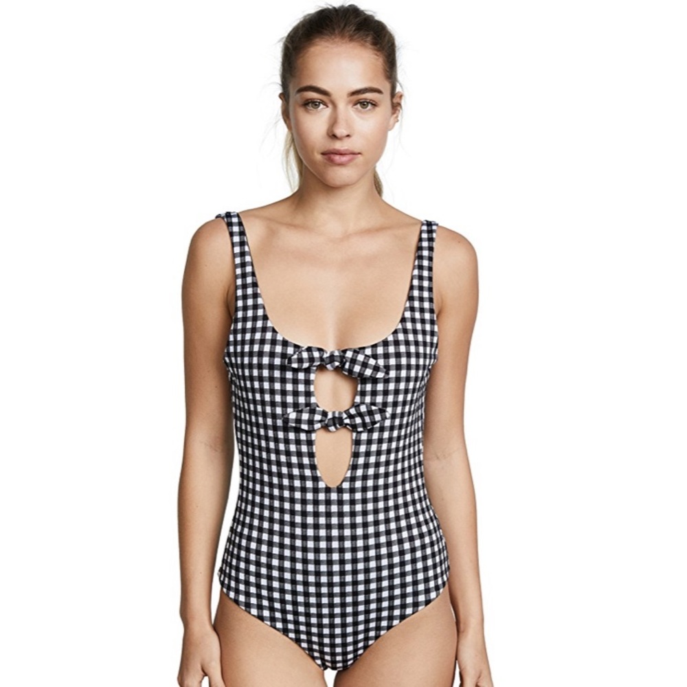 mara hoffman // maven gingham front tie swimsuit - Picture 6 of 7